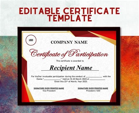 Editable Certificate PowerPoint Template 2023