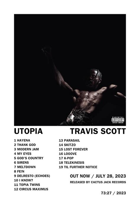 Travis Scott Utopia Album Cover Digital Download Music Posters Music