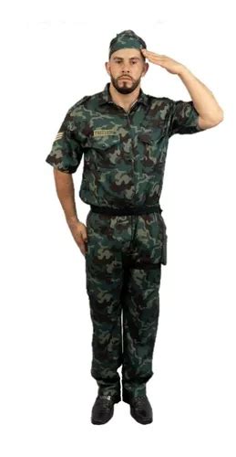 Fantasia Exército Militar Soldado Camuflado Masculino Adulto