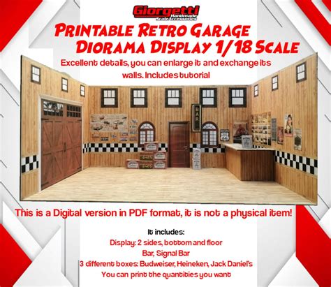 Printable Retro Diorama Garage Display 1 18 Scale Etsy Canada