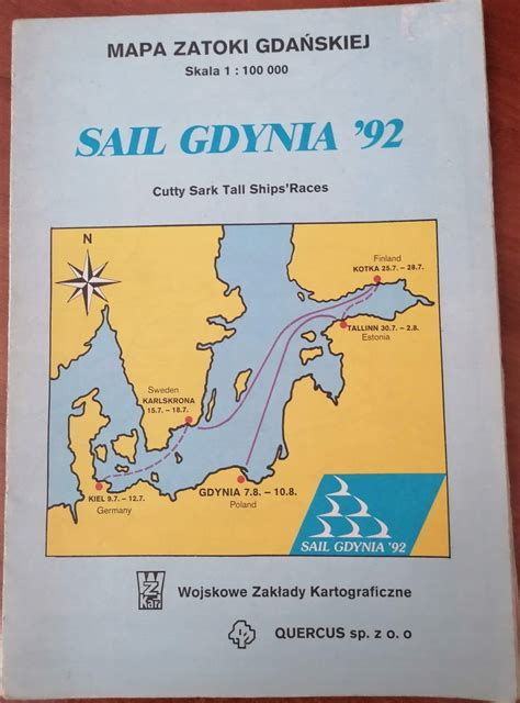 Sail Gdynia 92 Mapa Zatoki Gdańskiej Quercus WZKar 14 zł Allegro pl