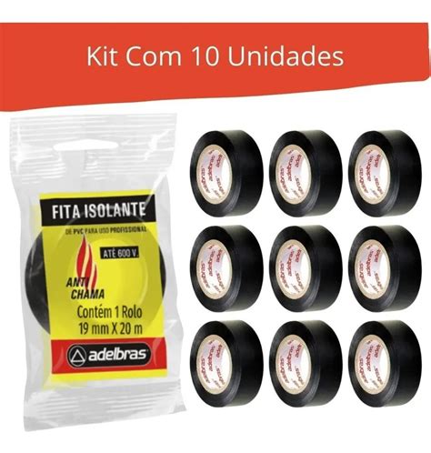 Fita Isolante Adelbras 20 Metros X 19mm Anti Chama 10 Rolos MercadoLivre