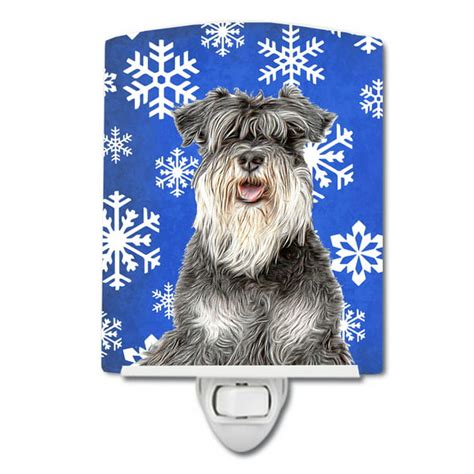 Winter Snowflakes Holiday Schnauzer Ceramic Night Light