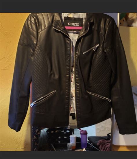 Guess Faux Leather Moto Jacket Gem