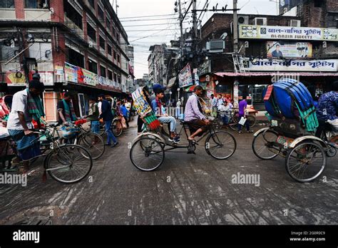 Colorful Cycle Rickshaws Roaming The Streets Of Dhaka Bangladesh Stock