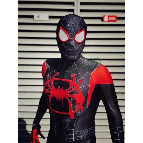 Miles Morales Cosplay Traje Superhero Zentai Terno Bodysuit Spiderman