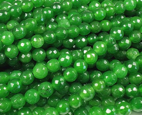 Mm Forest Green Jade Faceted Round Genuine Gemstone Natural Jewelry