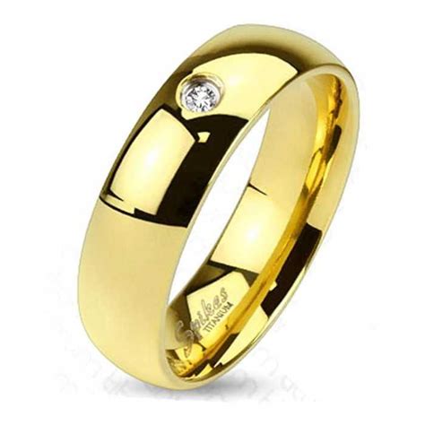 Bague alliance anneau fiançailles homme femme titane bande or zircon