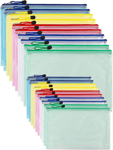 20 Pcs Mesh Zipper Pouch 10pcs A4 10pcs A5 Mesh Bags Zip File Folders