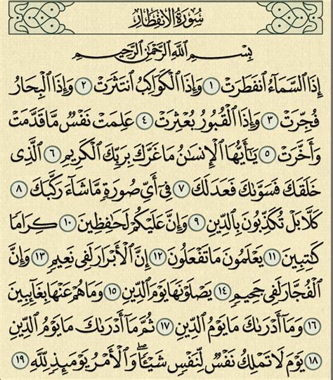 شرح وتفسير سورة الانفطار Surah Al Infitar معاني الأسماء ومعاني