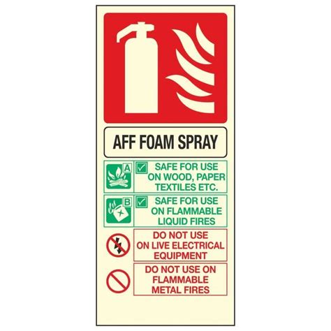 Aff Foam Spray Fire Extinguisher Photoluminescent Linden Signs And Print