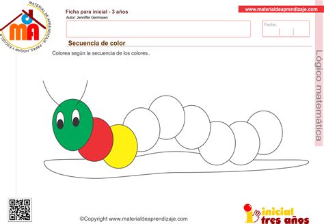 Secuencia de color 1 Lógico matemática 3 años Material de