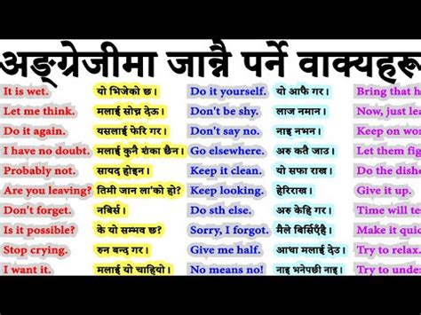 Very Important Daily Use English Sentences With Nepali Meanings