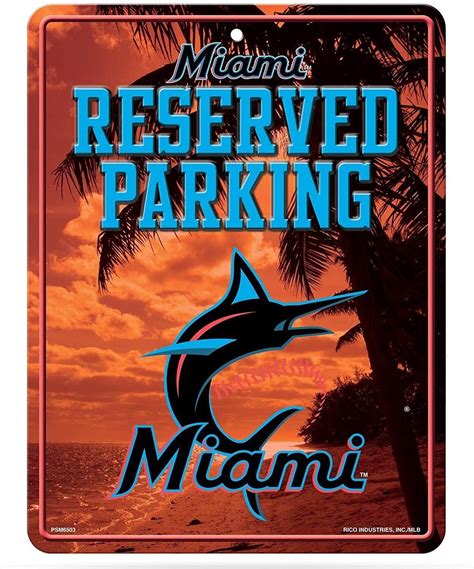 Miami Marlins Parking Sign Metal 8x11 Metal Embossed Wall Novelty