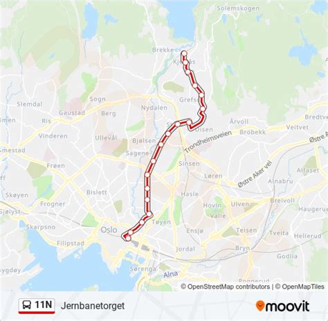 11n Rute Rutetider Holdeplasser Og Kart Jernbanetorget Oppdatert