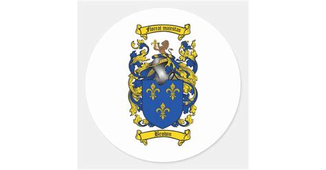 BROWN FAMILY CREST - BROWN COAT OF ARMS CLASSIC ROUND STICKER | Zazzle.com