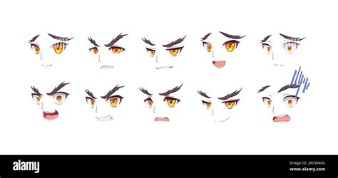 Anime manga expressions eyes set boy. Japanese cartoon style Stock ...