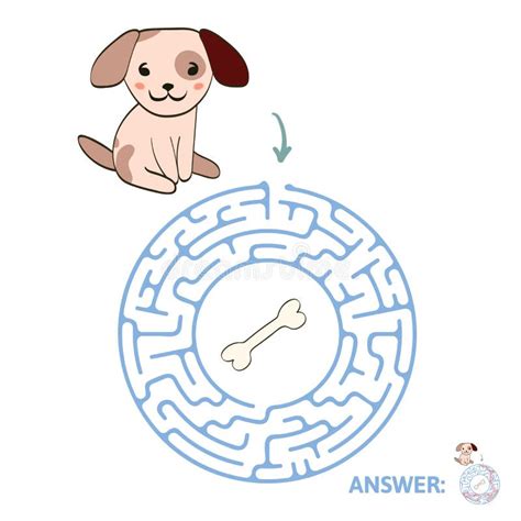 Children`s Maze With Dog And Bone Puzzle Game For Kids Vector