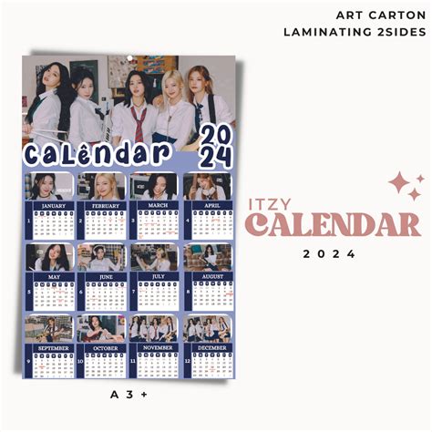 Jual 2024 KALENDER ITZY KPOP LAMINASI 2SISI IDOL KOREA MURAH