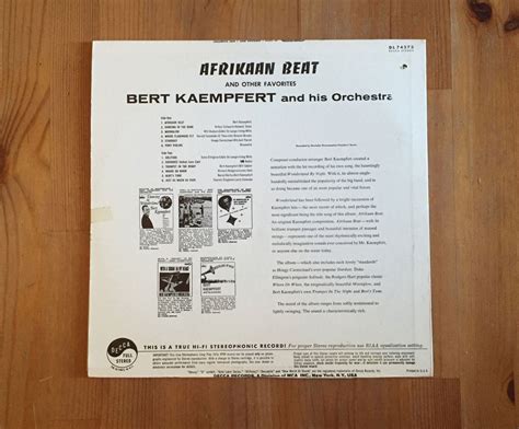 Bert Kaempfert Orchestra Afrikaan Beat And Other Favorites Vintage Vinyl