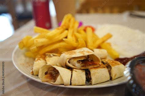 Chicken Shawarma The Traditional Middle Eastern Dish Serving With