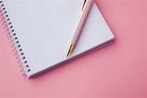 Premium Photo Notebook With Plastic Pink Color Cover Pen And Paper