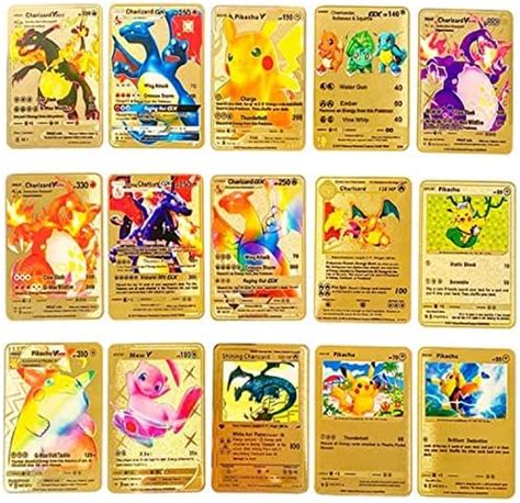 55PCS Pokemon Metal Gold Plated Card Ultra Rare Collection Cards With