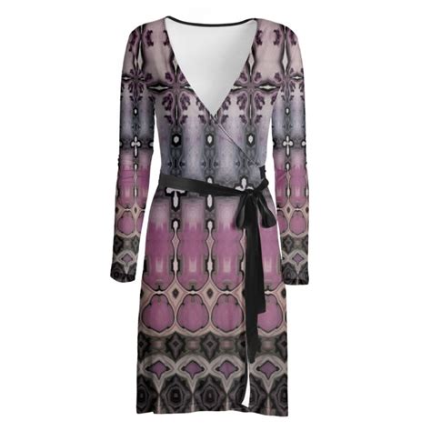 Wrap Dress Pink Renaissance Facade Pattern