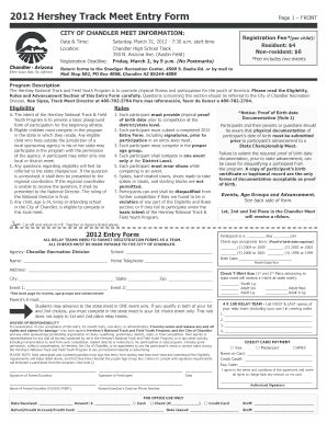 Fillable Online Chandleraz Hershey Track Meet Entry Form City Of