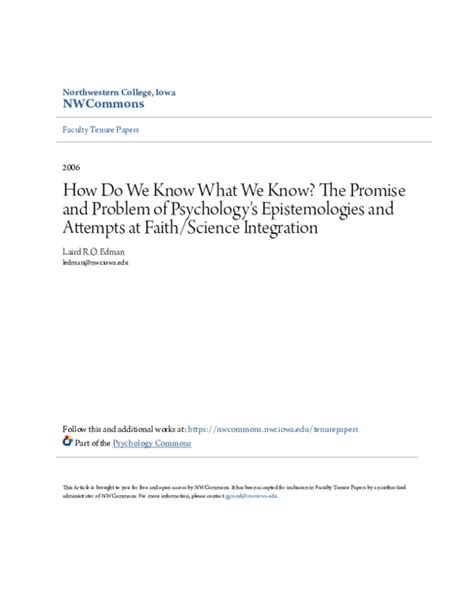 Pdf How Do We Know What We Know The Promise And Problem Of