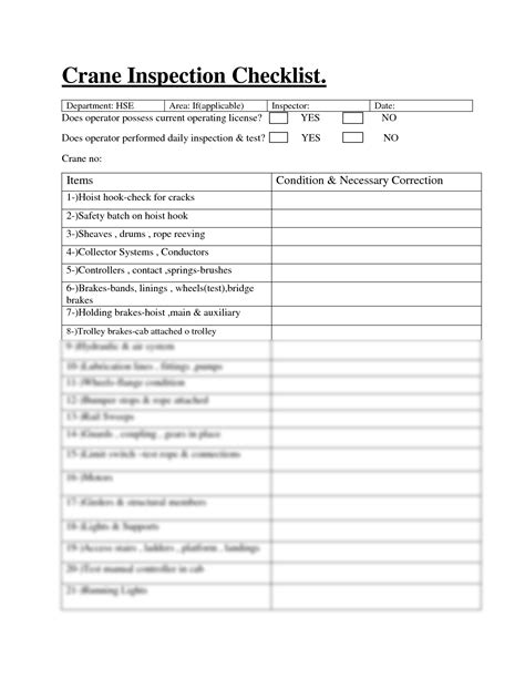 Crane Inspection Checklist Fill Out And Sign Printable Pdf Template Images