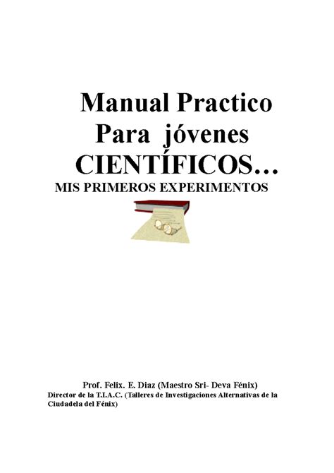 Experimentos para jovenes Manual Practico Para jóvenes CIENTÍFICOS