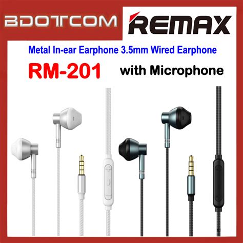 Remax RM 201 Metal Wired 3 5mm Plug In Ear Headphone With Microphone