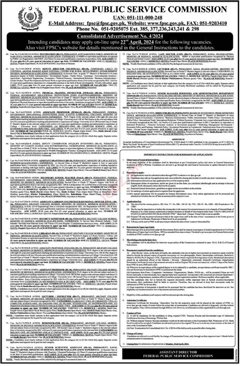 Federal Public Service Commission Fpsc Islamabad Jobs Job