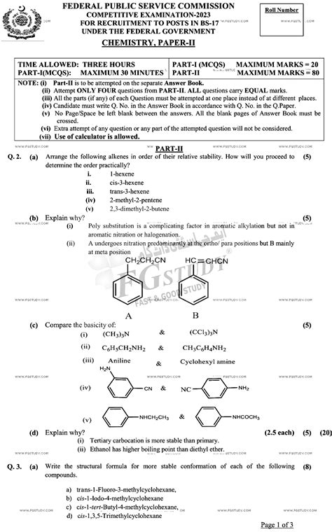 Css Chemistry 2 Past Paper 2023 Federal Public Service Commission