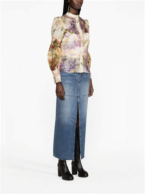 ZIMMERMANN Sensory Floral Print Blouse Neutrals FARFETCH