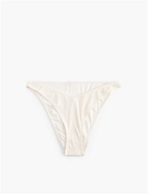 Kadın Dokulu Fitilli Yüksek Bel Slip Bikini Altı SAK MM Koton