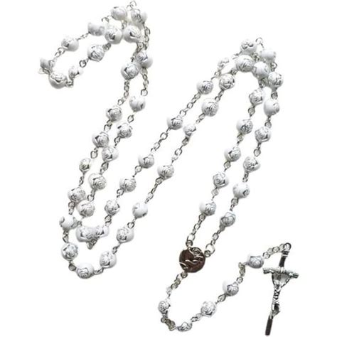 Mm Rose Perles Chapelet Collier Pri Re J Sus Croix Pendentif Colliers