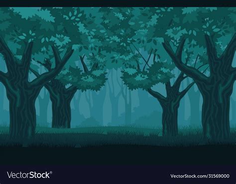 Mystical Gloomy Forest Mysterious Centuryold Vector Image