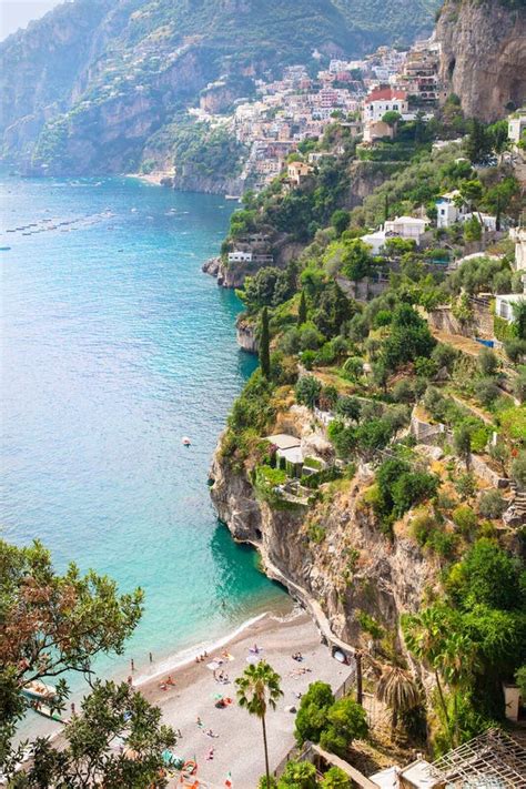 Ansicht Von Arienzo Strand Und Von Positano Amalfi Küste Italien