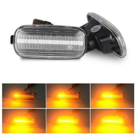 2x Dynamic Sequential Amber LED Side Marker Turn Signal Light For A4 S4