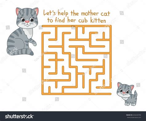 Funny Maze Kids Cute Cat Game Stock Vector (Royalty Free) 633244790 | Shutterstock