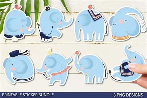 Elephants bundle png / Printable Stickers