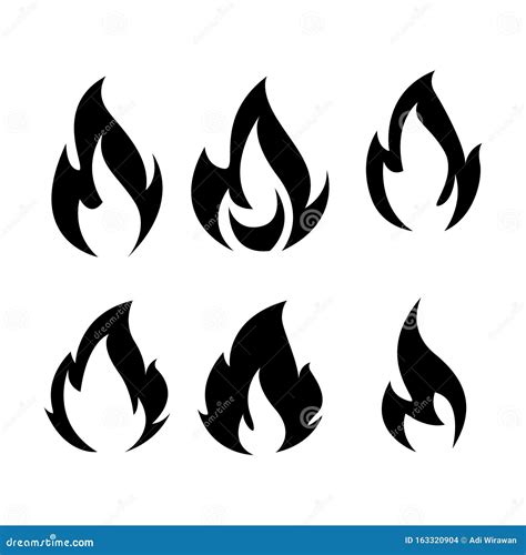 Los Iconos De Fuego Negro Conjunto Vectorial Ilustración del Vector