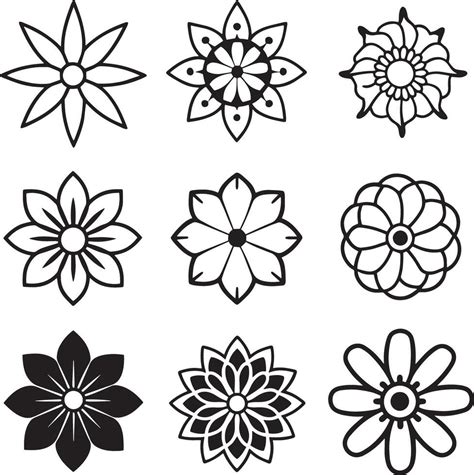 set of flowers outline illustration on white background 45343226 Vector ...