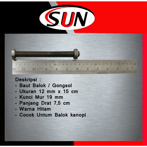 Jual Baut Baja Mur Hitam 15 20 25 30 Cm Balok Kayu Gerobak Kanopi