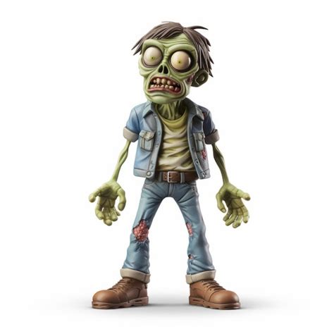 Premium Photo Charming 3d Render Zombie Figure With Jeans On White