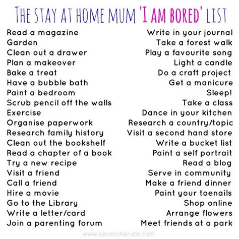 Seven Cherubs: The stay at home mum, 'I AM BORED' list | Bored mom ...