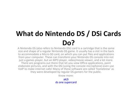 What Do Nintendo Dsdsi Card Do Ppt