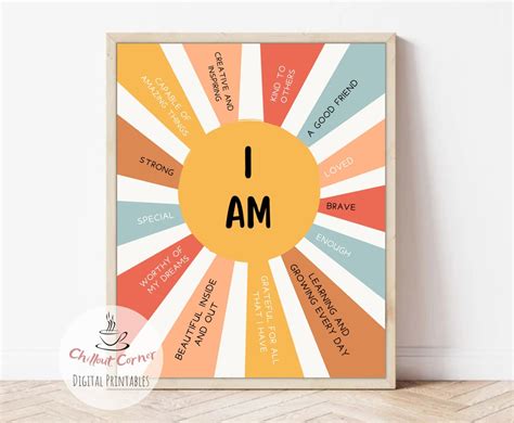 I Am Affirmations Poster Positive Affirmations Notes To Self